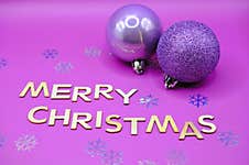 Merry Christmas Write Between Christmas Balls Stock Photo