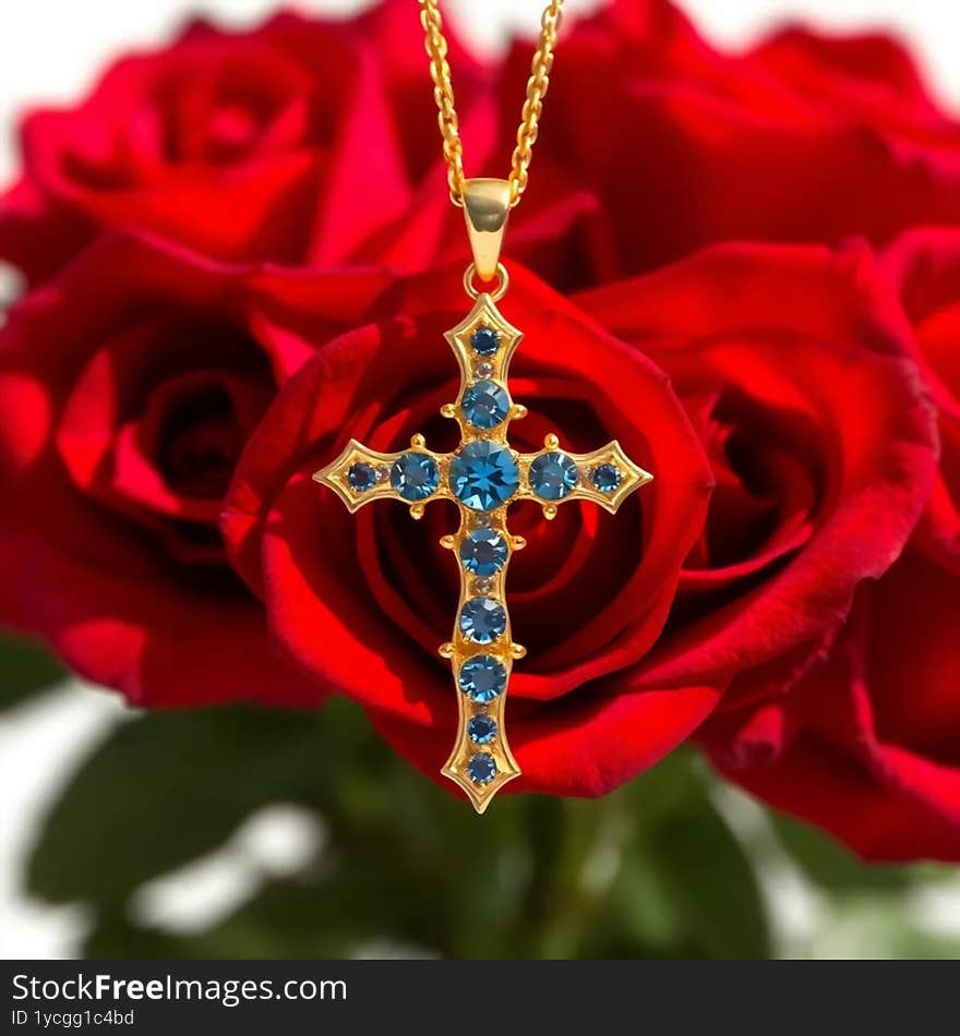 Elegant blue sapphire cross pendant,a timeless symbol of faith and luxury, set in precious metal. Elegant blue sapphire cross pendant,a timeless symbol of faith and luxury, set in precious metal.