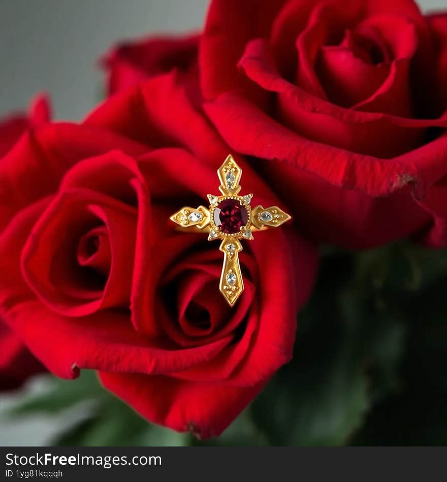 Elegant diamond and ruby cross ring, a timeless symbol of faith and luxury,set in precious metal. Elegant diamond and ruby cross ring, a timeless symbol of faith and luxury,set in precious metal.