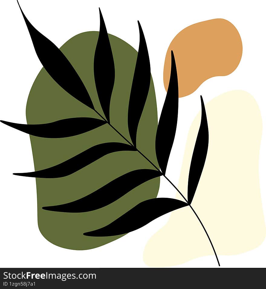 blob with leaf, abstract leaf and flower, aestetic collection, moder design, art floral element
