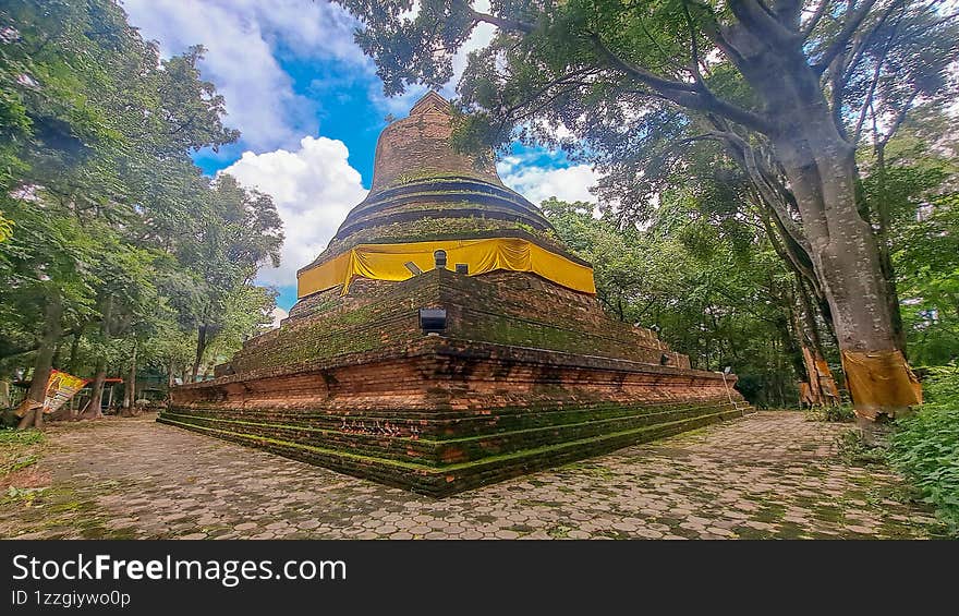 Archeology Buddhism Headless Stone Pagonda in Phitsanulok Thailand