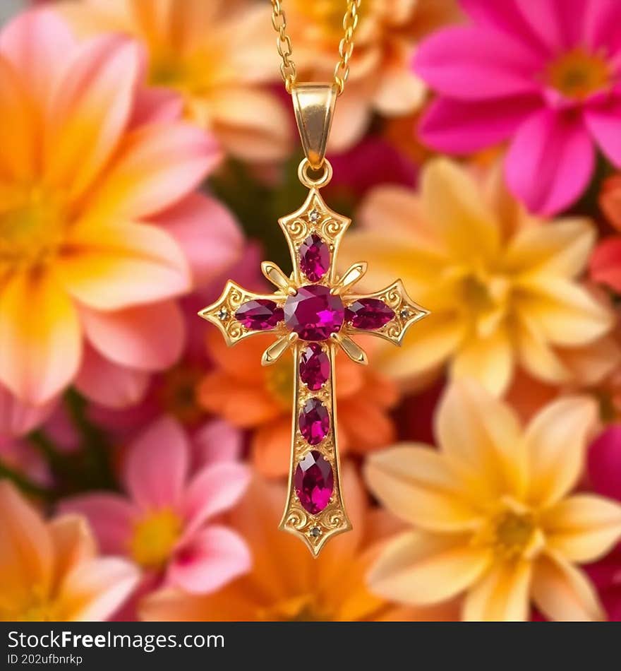 Elegant ruby cross pendant featuring a timeless design, perfect for enhancing any jewellery collection. Elegant ruby cross pendant featuring a timeless design, perfect for enhancing any jewellery collection.