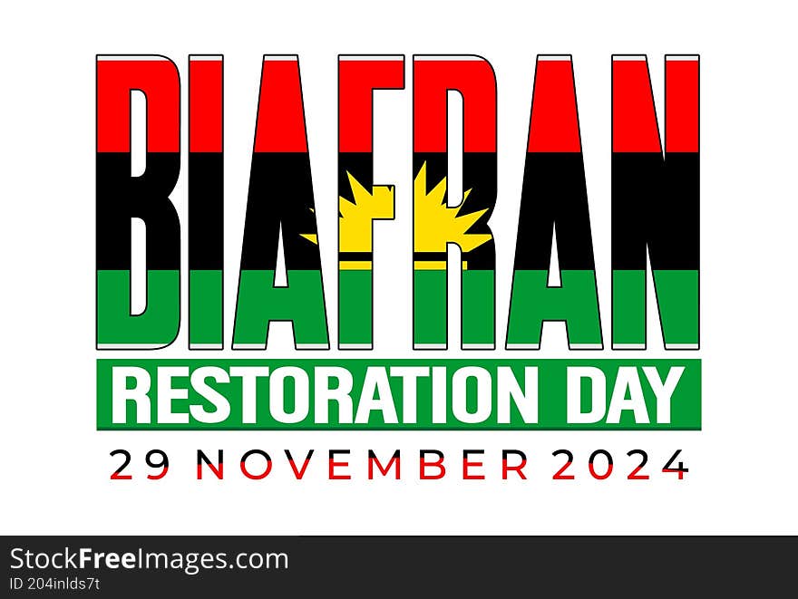 Biafran Restoration Day 29 November 2024 Graphic with Flag Colors and Sunburst Symbol