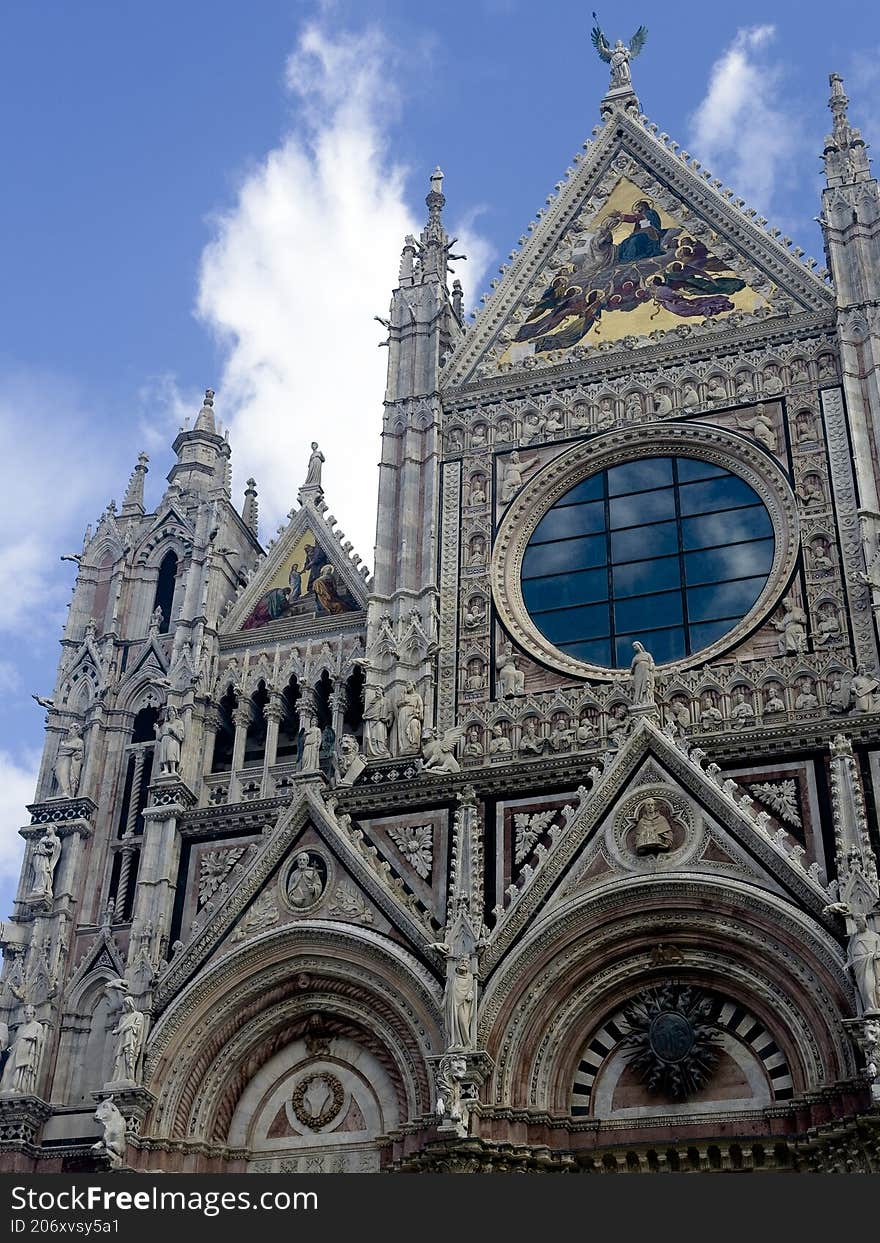 The facade of Siena Cathedral. Duomo di Siena. Italy