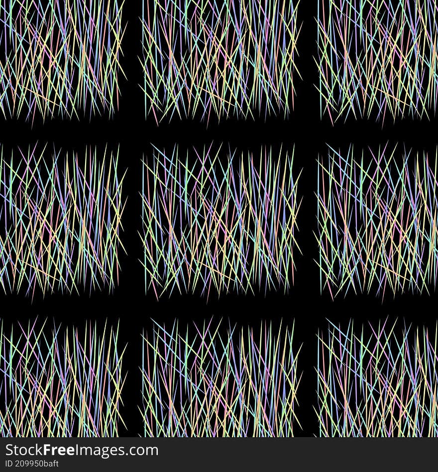 Seamless pattern of pastel color needle on black background