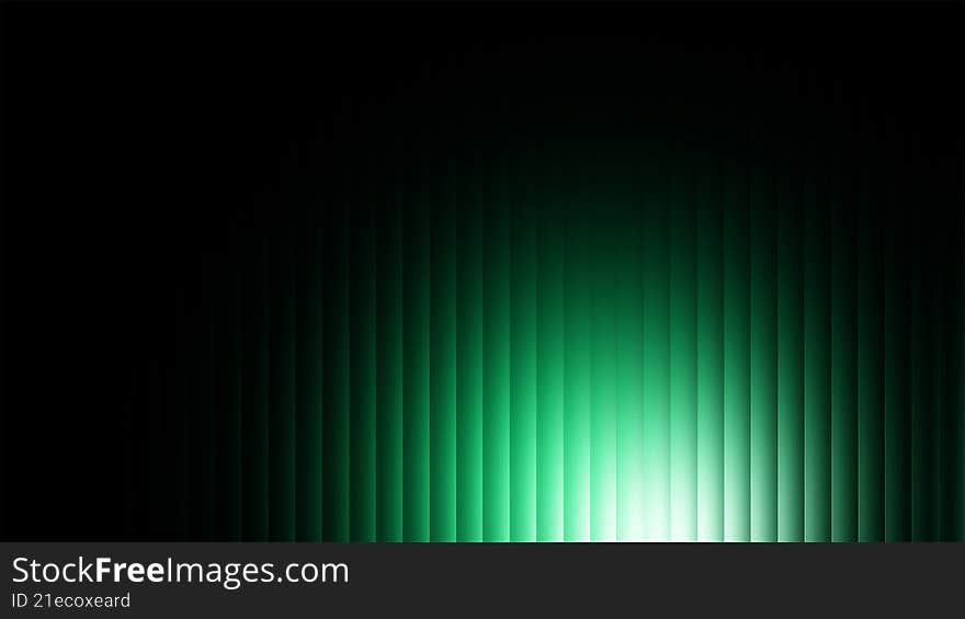 Glossy minimalist fluid 3D render with white-light to deep green gradient. Iridescent glass waves mirror effect on black background. Futuristic metallic shine with smooth glow, motion blur.