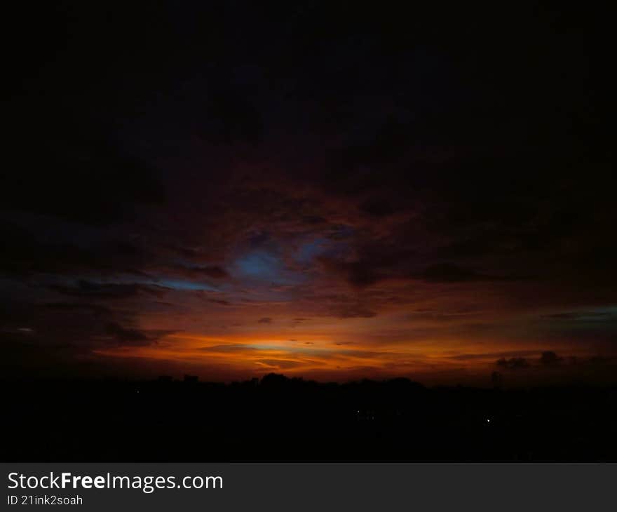 aesthetic after-sunset with multiple colour hues spread across the sky