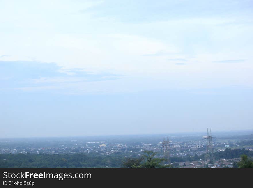 Hazy Cityscape View, Distant Urban Landscape