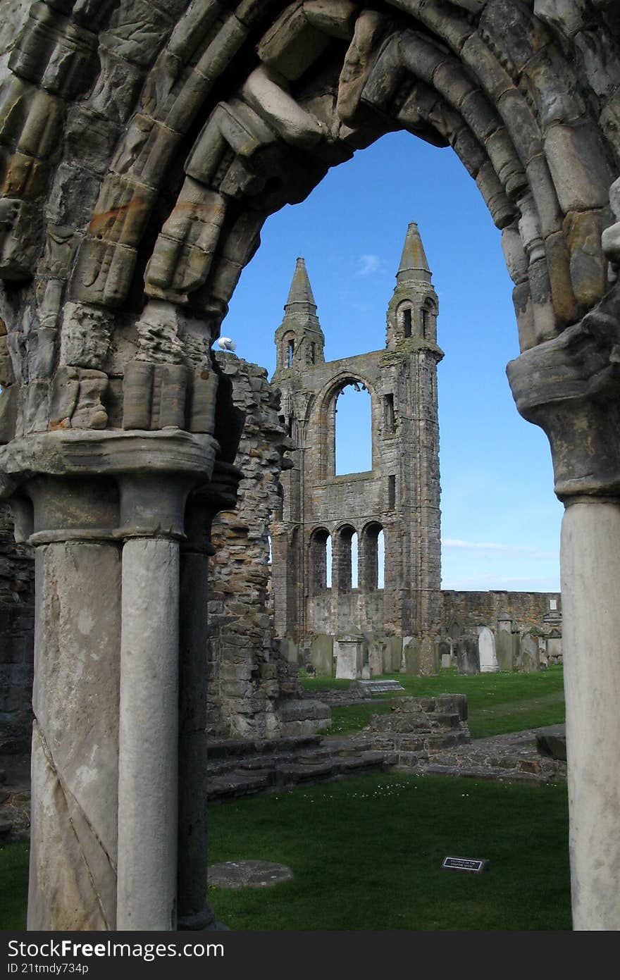 view of the ruins through the arch