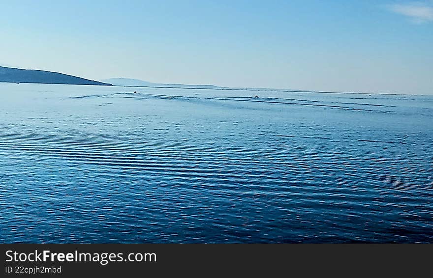 A beautiful view from the high walls of the Adriatic Sea. View of the open sea.