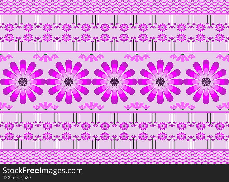 Abstract violet flower with unique floral motifs seamless pattern. Design for fabric,curtain ,carpet,home decor