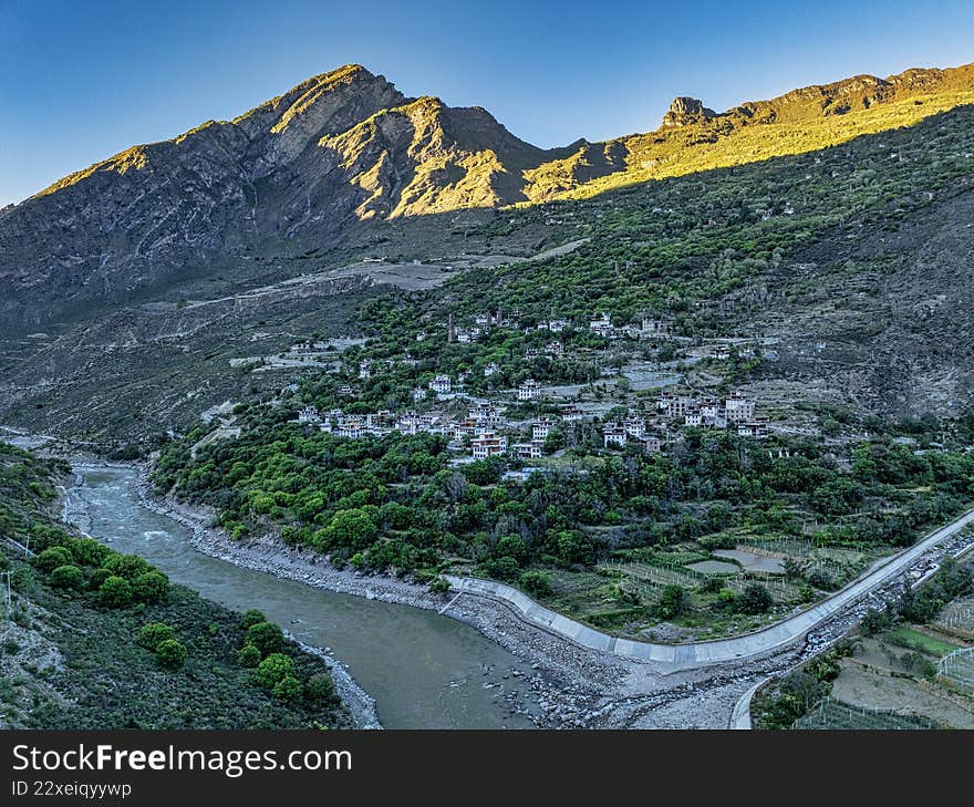 Aerial photography of Danba Zangzhai