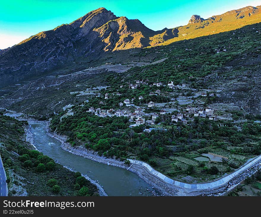 Aerial photography of Danba Zangzhai