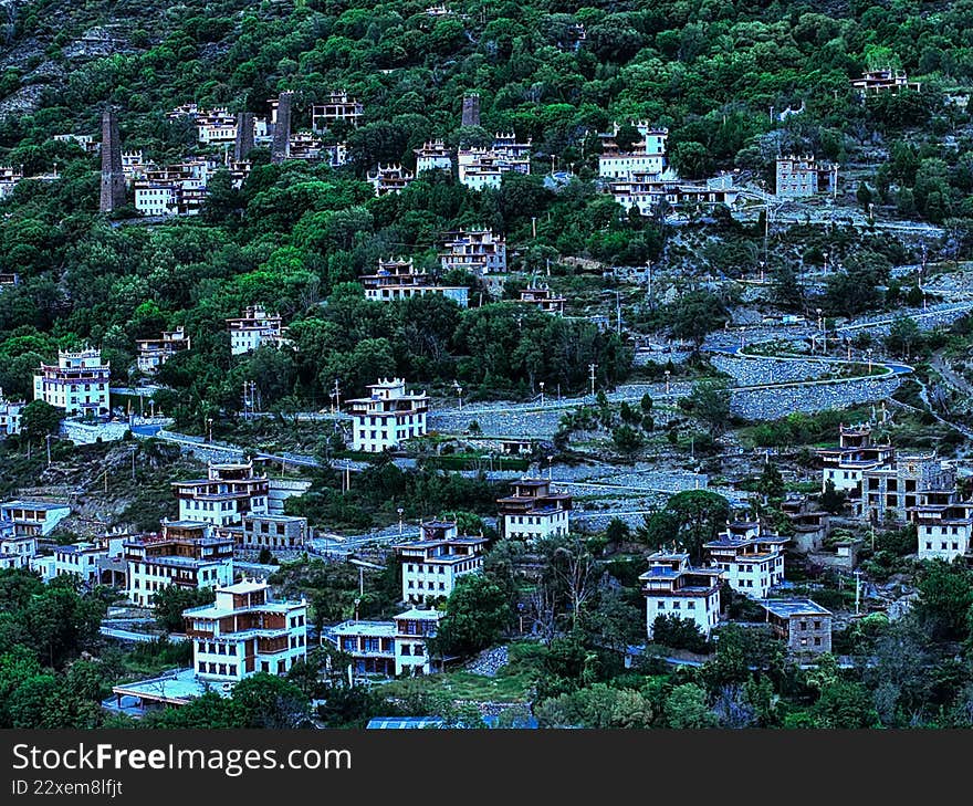 Aerial photography of Danba Zangzhai