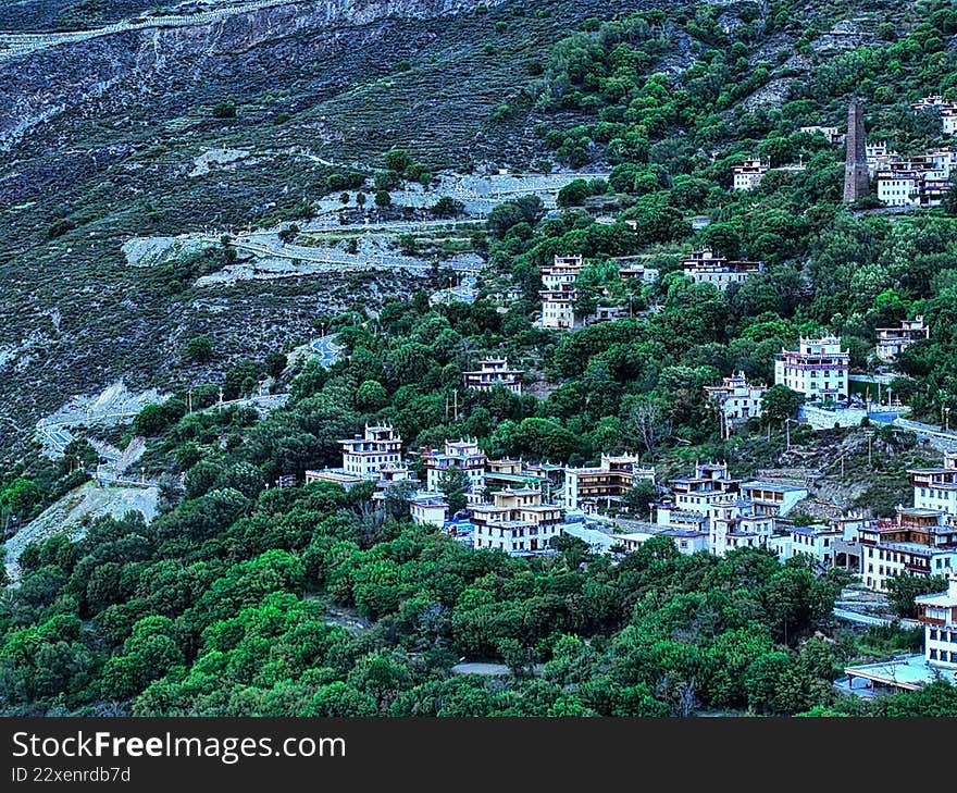 Aerial photography of Danba Zangzhai