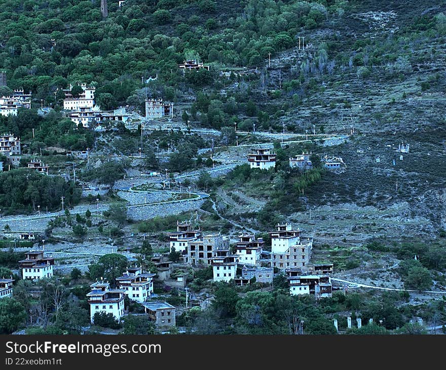 Aerial photography of Danba Zangzhai