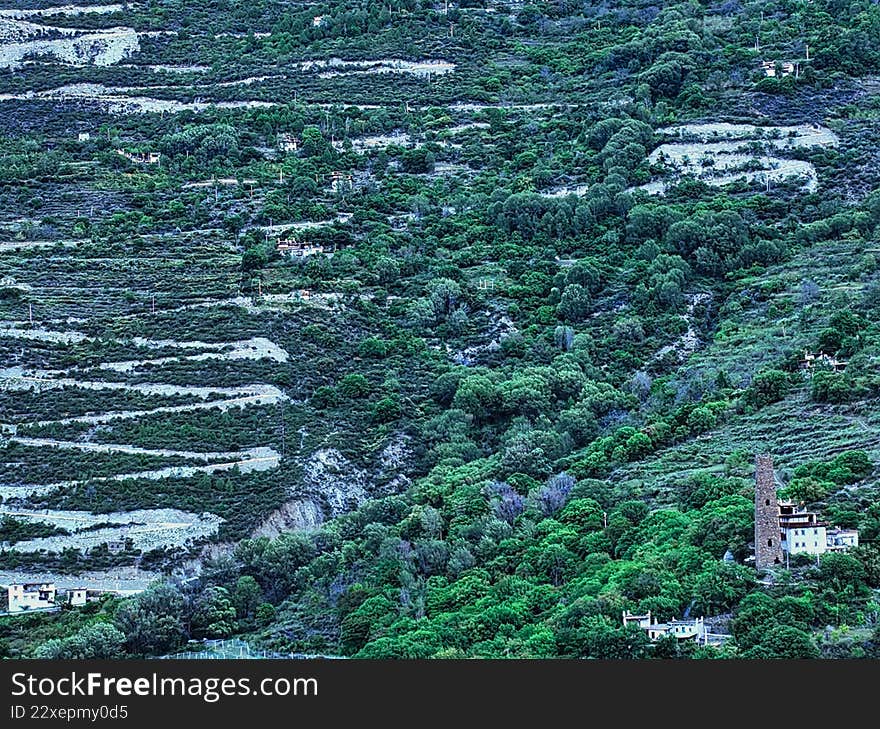 Aerial photography of Danba Zangzhai