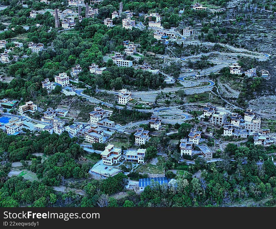 Aerial photography of Danba Zangzhai