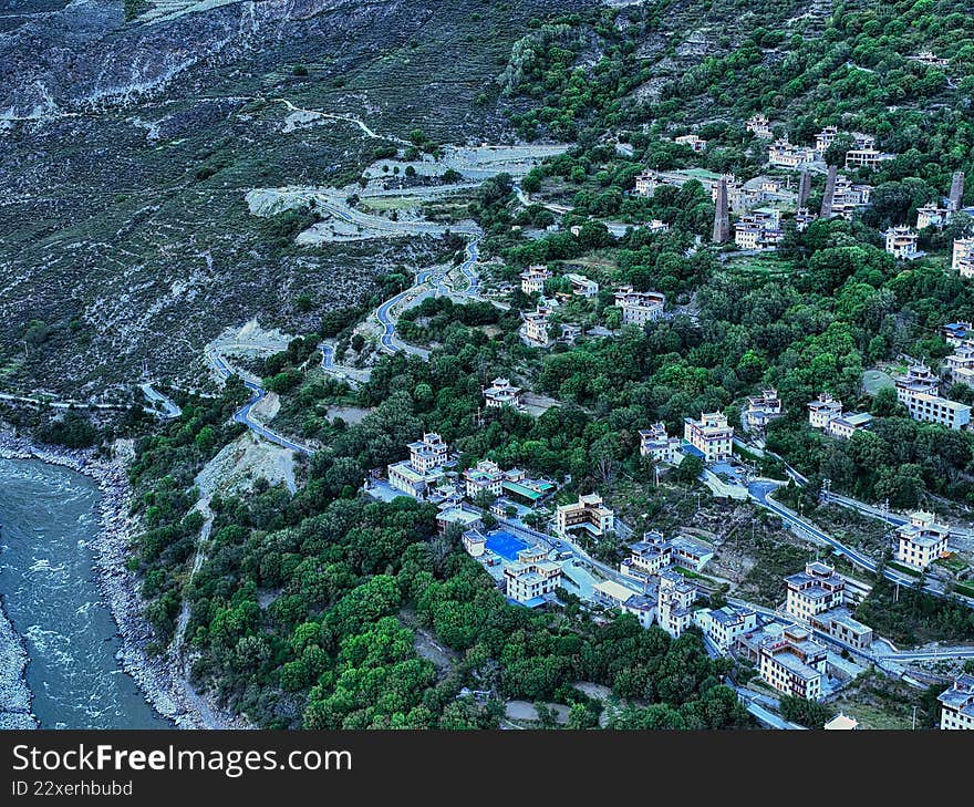 Aerial photography of Danba Zangzhai