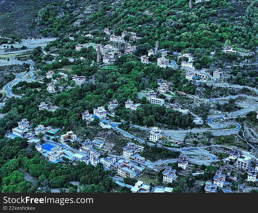 Aerial photography of Danba Zangzhai