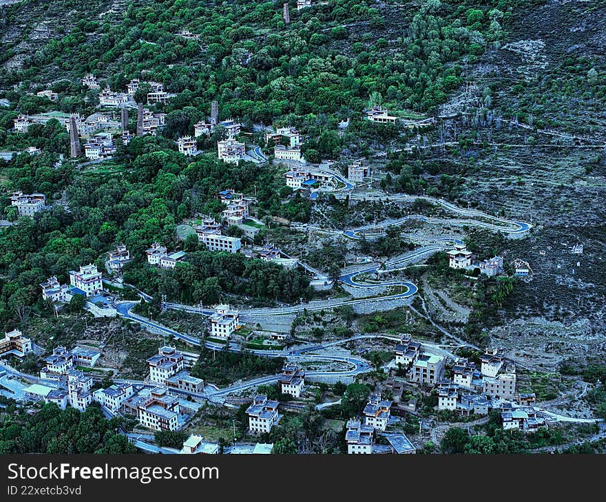 Aerial photography of Danba Zangzhai