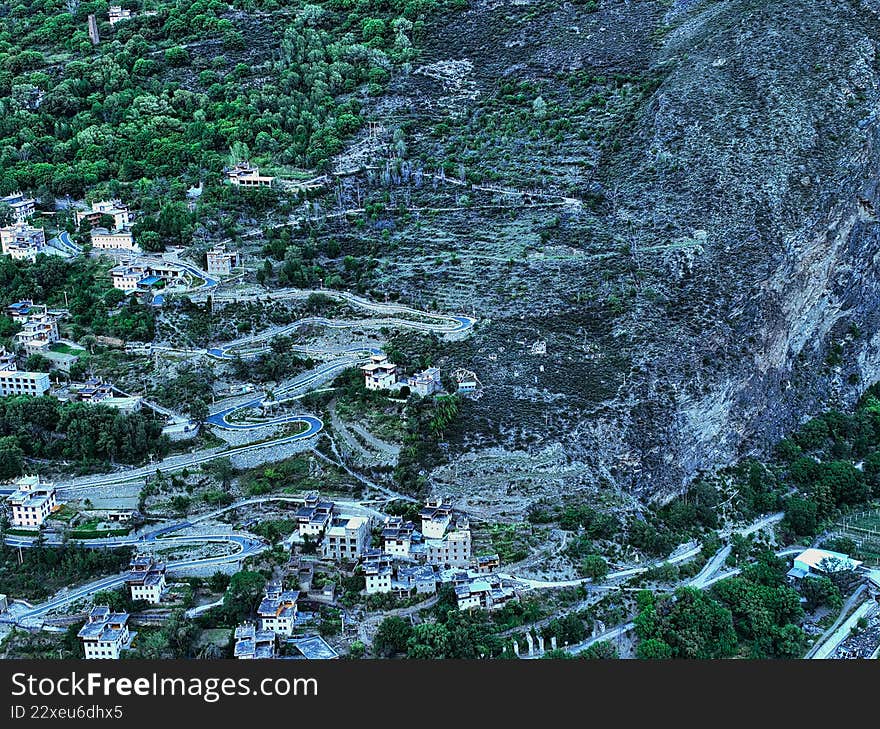 Aerial photography of Danba Zangzhai