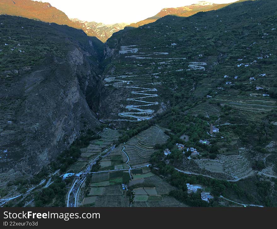 Aerial photography of Danba Zangzhai