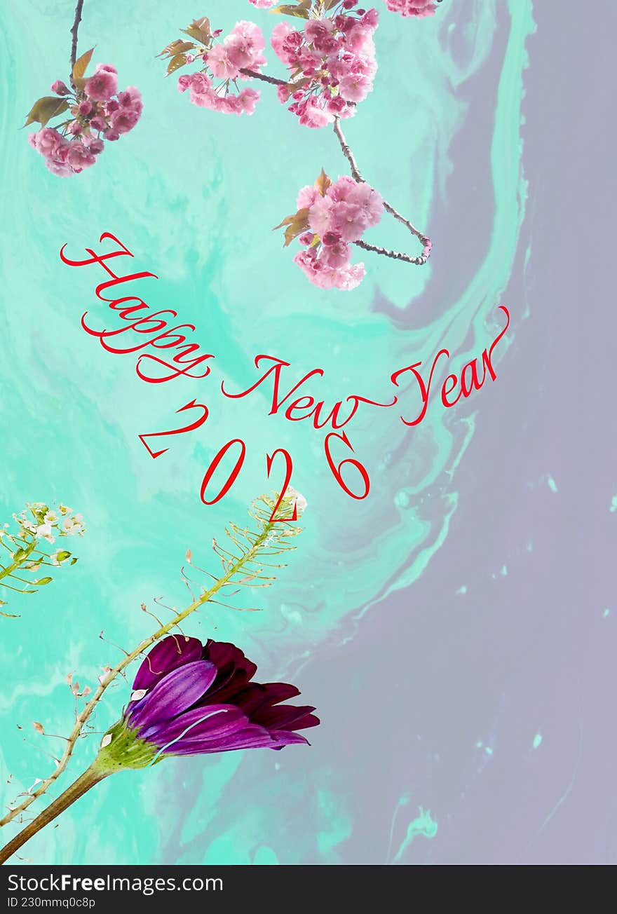 New Year Greeting Card in floral design