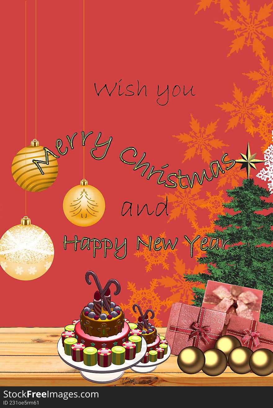 Merry Christmas and happy new year card