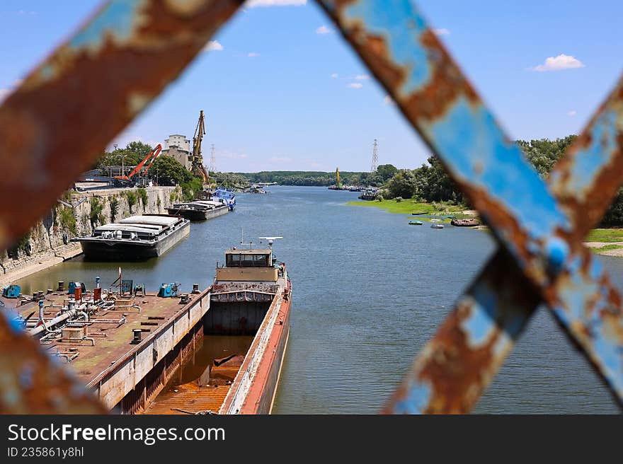Sfantu Gheorghe Canal in Giurgiu city, Romania.