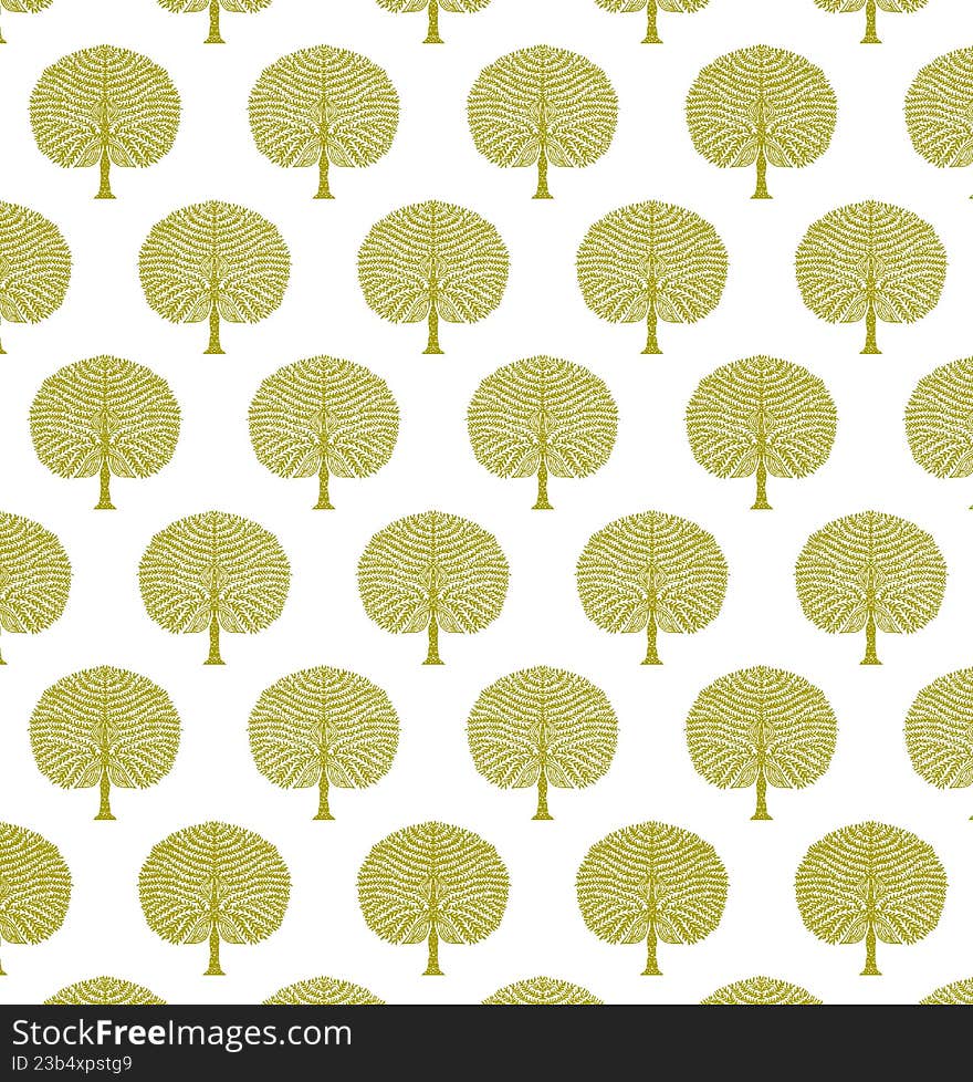 The pattern is a seamless stylized tree motif that is often associated with the classic textile design known as the Tree of Life.