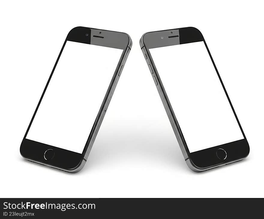 The image depicts two smartphones standing side by side, each displaying a blank white screen. The phones are sleek and modern, with black frames and large touchscreens. They are positioned in a way that their screens are parallel to each other, creating a symmetrical visual effect. The background is plain and white, which emphasizes the phones and their screens. The image depicts two smartphones standing side by side, each displaying a blank white screen. The phones are sleek and modern, with black frames and large touchscreens. They are positioned in a way that their screens are parallel to each other, creating a symmetrical visual effect. The background is plain and white, which emphasizes the phones and their screens