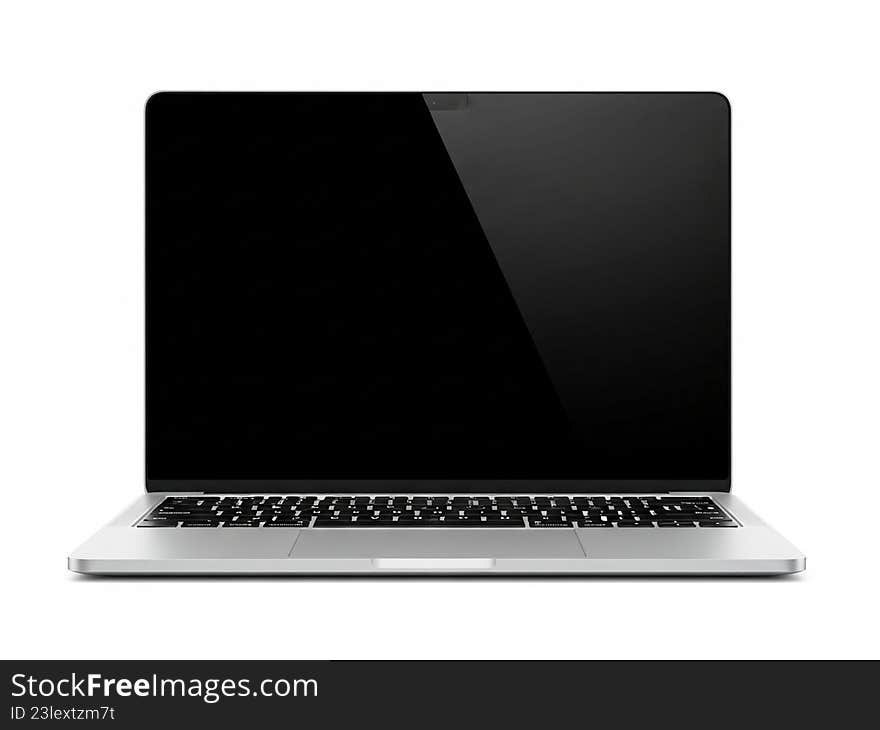 Modern laptop with black screen