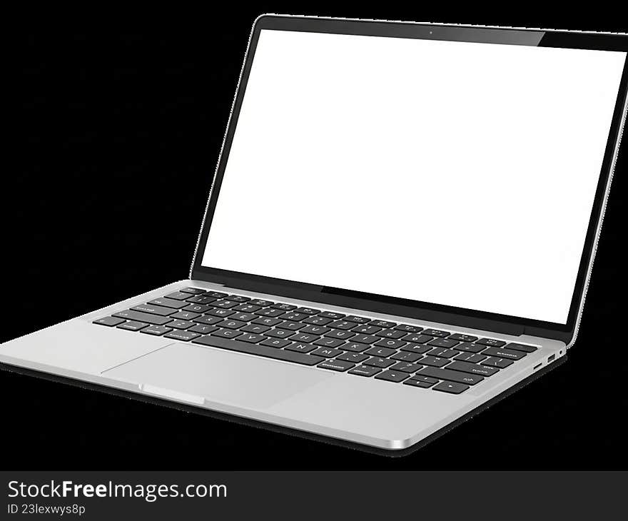 Modern laptop with blank screen