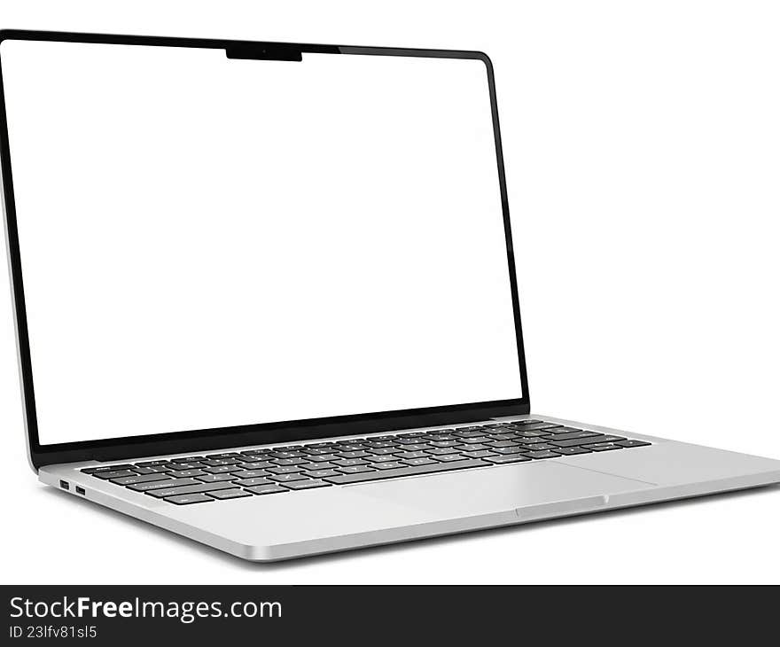 Modern laptop with blank screen