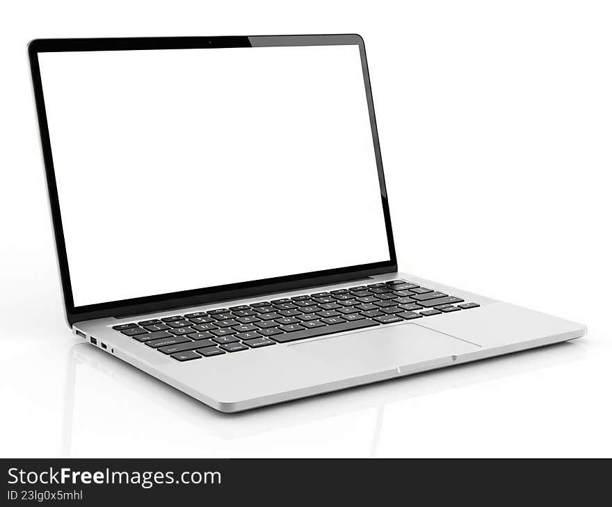 Modern laptop with blank screen