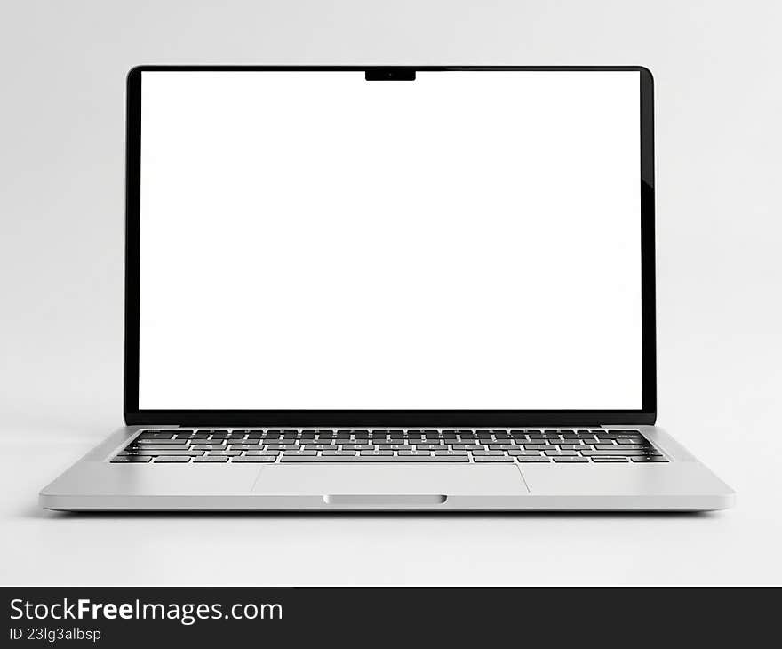 Modern laptop with blank screen