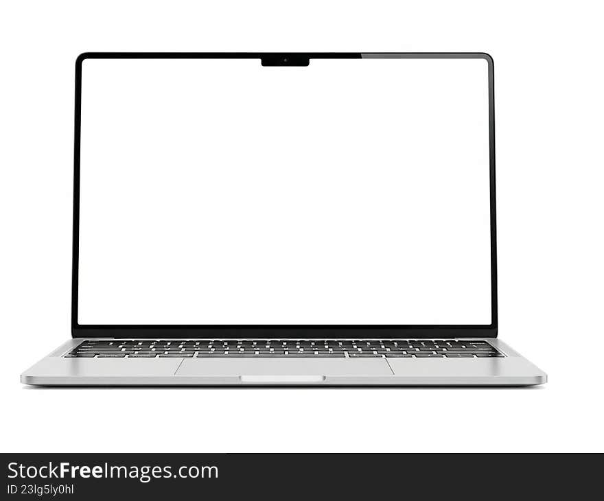 Modern laptop with blank screen