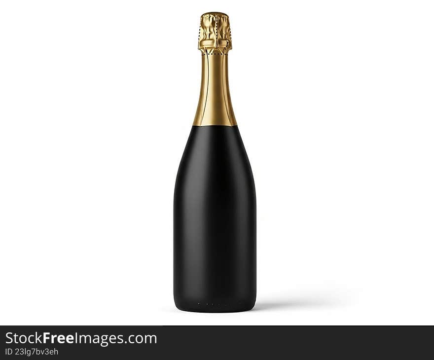 The image features a single, elegant champagne bottle with a sleek black body and a gold foil top. The bottle is positioned upright against a plain white background, emphasizing its sophisticated and luxurious design. The gold foil adds a touch of opulence, making it suitable for special occasions and celebrations. The image features a single, elegant champagne bottle with a sleek black body and a gold foil top. The bottle is positioned upright against a plain white background, emphasizing its sophisticated and luxurious design. The gold foil adds a touch of opulence, making it suitable for special occasions and celebrations