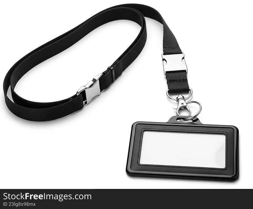 The image shows a black lanyard with a clear plastic badge holder attached to it. The lanyard features a breakaway clasp for safety and is adjustable for a comfortable fit. The badge holder has a transparent window to display identification cards or passes. The image shows a black lanyard with a clear plastic badge holder attached to it. The lanyard features a breakaway clasp for safety and is adjustable for a comfortable fit. The badge holder has a transparent window to display identification cards or passes