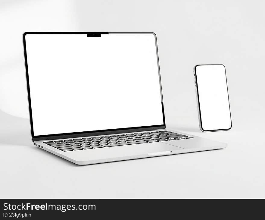 Modern laptop and smartphone setup