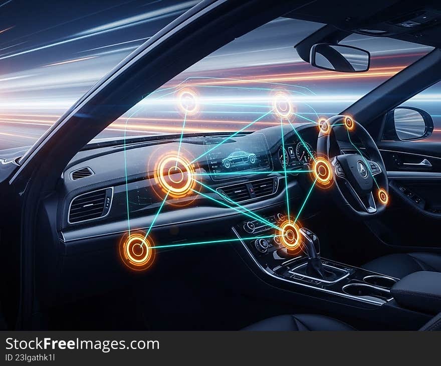 Modern car dashboard with advanced technology