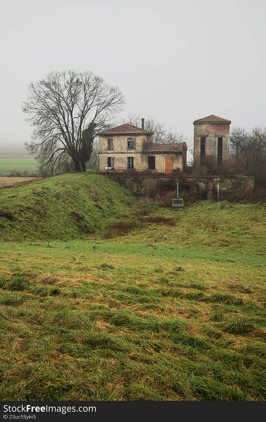 Abandoned building in a field