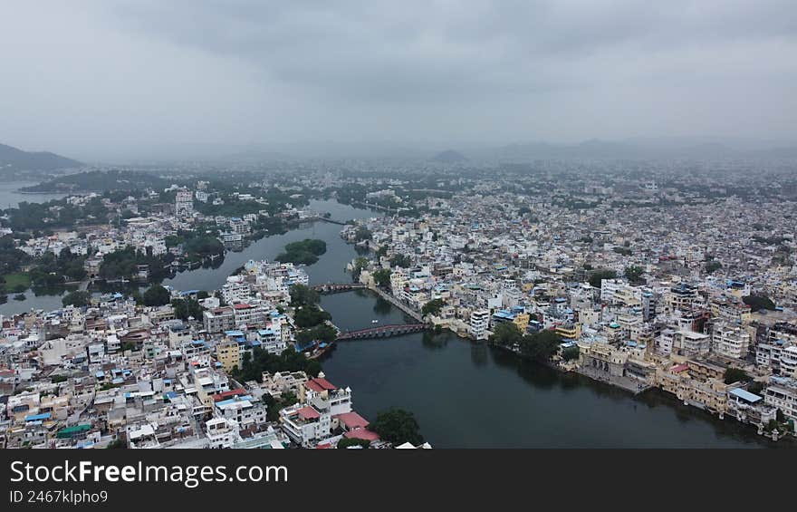 Udaipur city with lake pichola