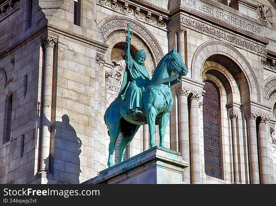 Exterior of the impressive Sacre-Coeur Basilica in Montmartre, Paris, France.