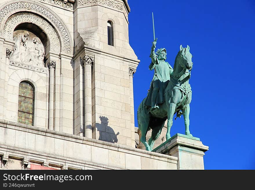 Exterior of the impressive Sacre-Coeur Basilica in Montmartre, Paris, France.