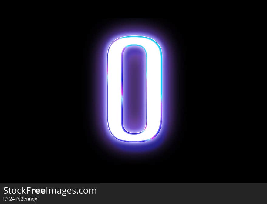 Number 0 neon effect abstract design