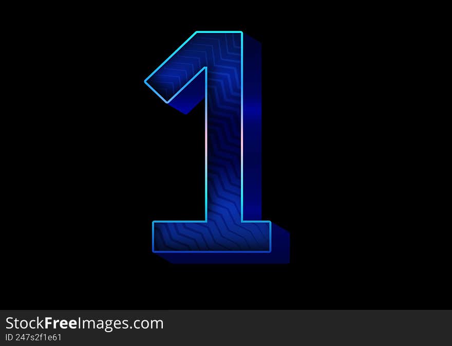 Number 1 neon effect abstract design