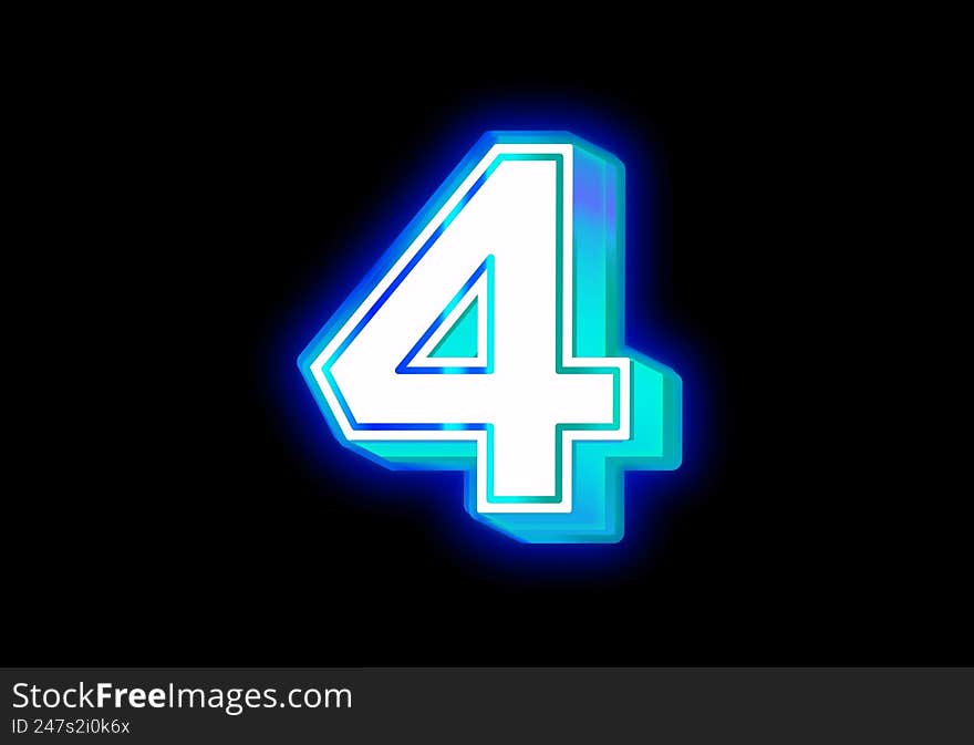 Number 4 neon effect abstract design