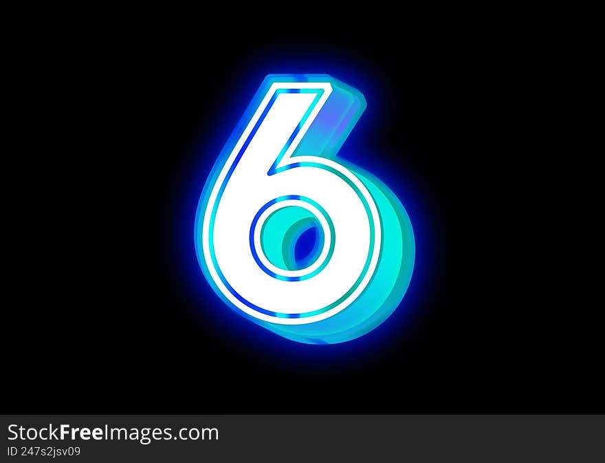 Number 6 neon effect abstract design
